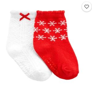 Carter's 2 pack Christmas booties 0-3 mos.